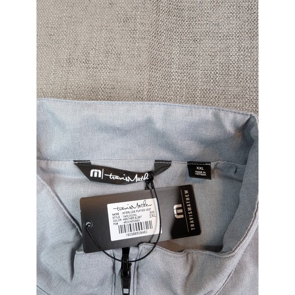 NWT Travis Mathew Vest Men XXL Heather Sleet Interlude Puffer Zip Pockets Golf - Picture 6 of 7